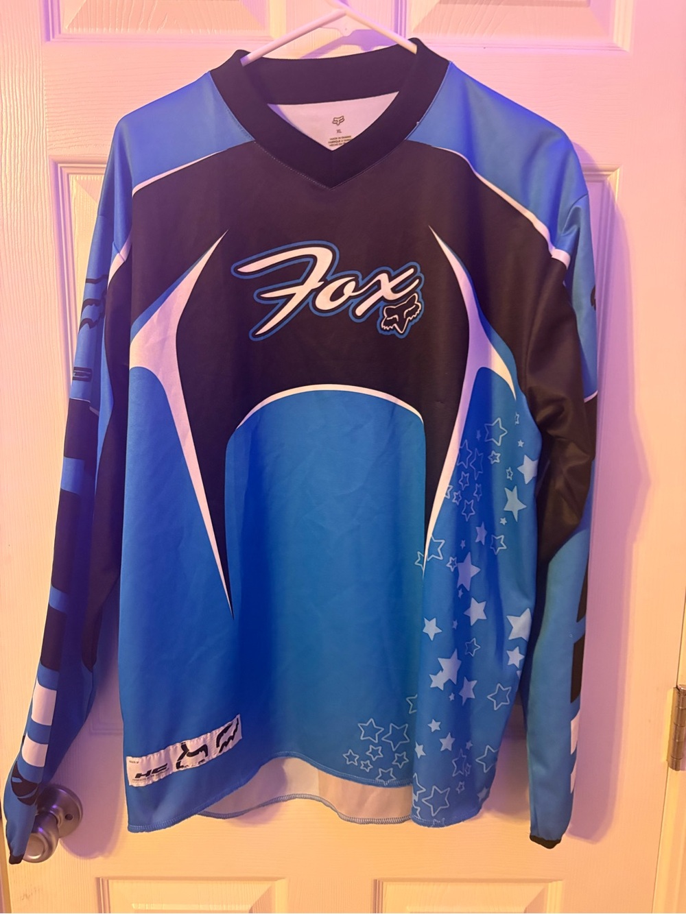 Fox Blue and Black Star-Accent Motocross Jersey